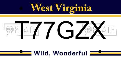T77GZX West Virginia License Plate