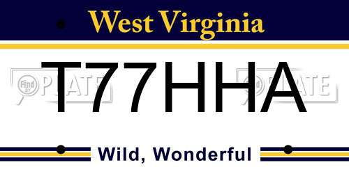 T77HHA West Virginia License Plate