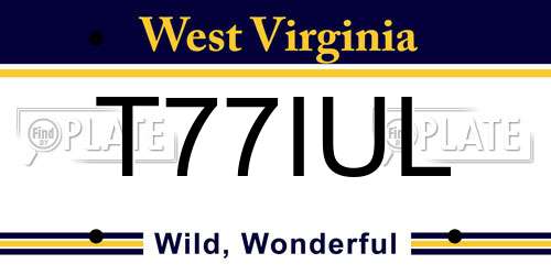 T77IUL West Virginia License Plate
