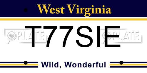 T77SIE West Virginia License Plate