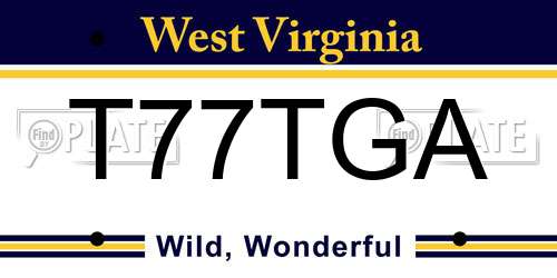 T77TGA West Virginia License Plate