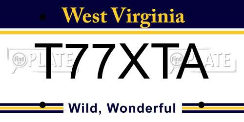 T77XTA West Virginia License Plate