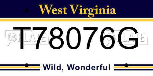 T78076G West Virginia License Plate