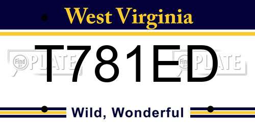 T781ED West Virginia License Plate