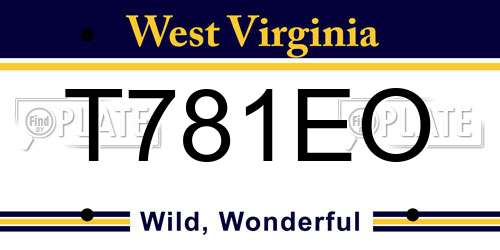 T781EO West Virginia License Plate