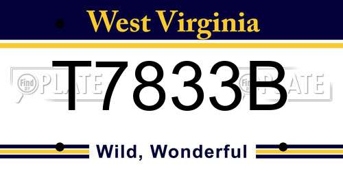 T7833B West Virginia License Plate