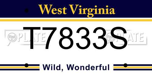 T7833S West Virginia License Plate