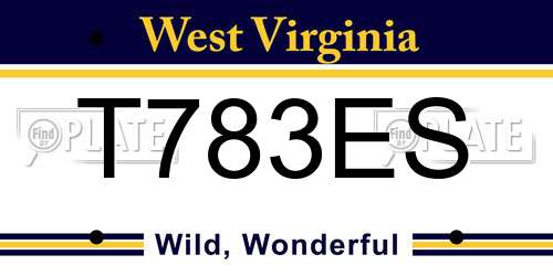 T783ES West Virginia License Plate