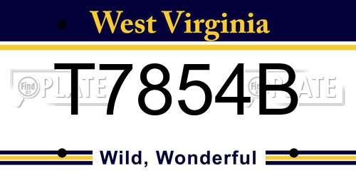 T7854B West Virginia License Plate