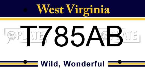 T785AB West Virginia License Plate