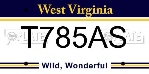 T785AS West Virginia License Plate
