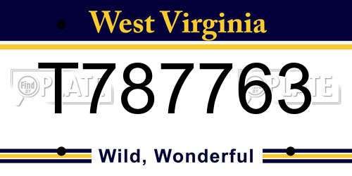 T787763 West Virginia License Plate