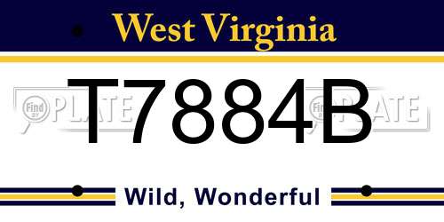 T7884B West Virginia License Plate
