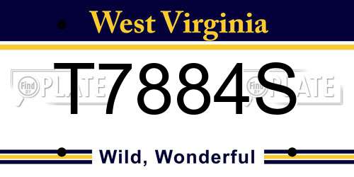 T7884S West Virginia License Plate