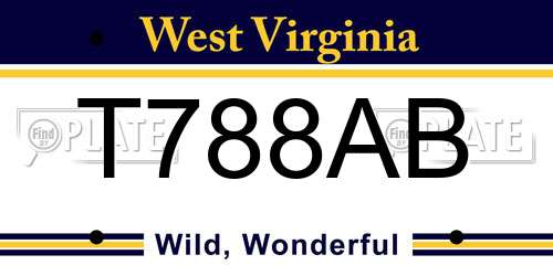 T788AB West Virginia License Plate