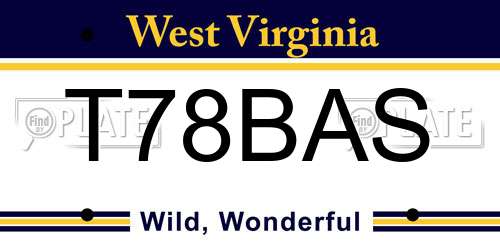 T78BAS West Virginia License Plate