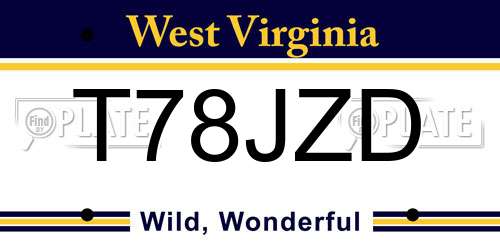 T78JZD West Virginia License Plate