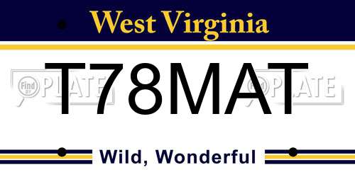 T78MAT West Virginia License Plate