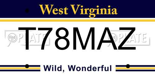T78MAZ West Virginia License Plate