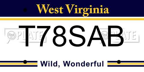 T78SAB West Virginia License Plate