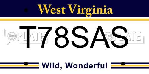 T78SAS West Virginia License Plate