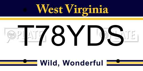 T78YDS West Virginia License Plate