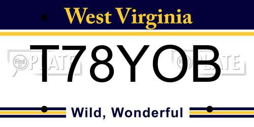 T78YOB West Virginia License Plate