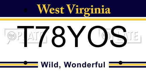 T78YOS West Virginia License Plate