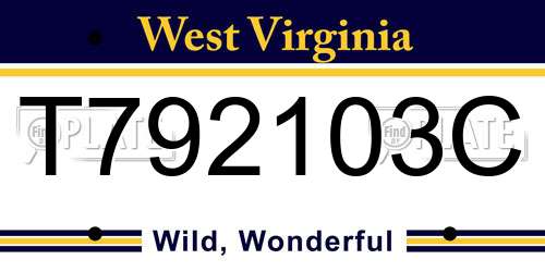 T792103C West Virginia License Plate