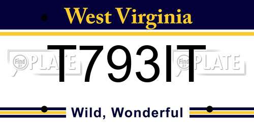 T793IT West Virginia License Plate