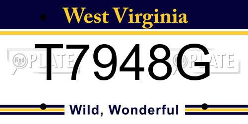 T7948G West Virginia License Plate