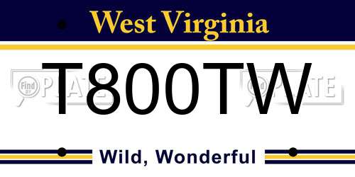 T800TW West Virginia License Plate