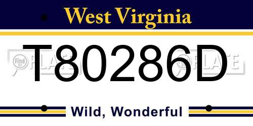 T80286D West Virginia License Plate