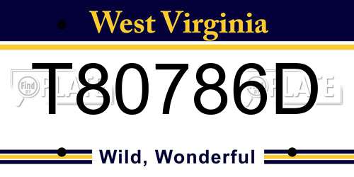 T80786D West Virginia License Plate