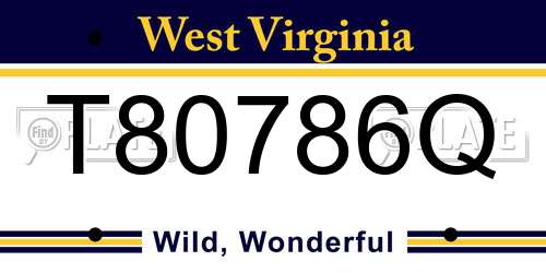 T80786Q West Virginia License Plate