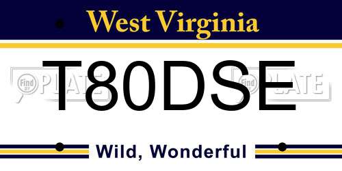 T80DSE West Virginia License Plate