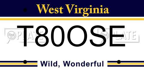 T80OSE West Virginia License Plate