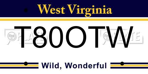 T80OTW West Virginia License Plate