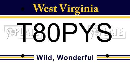 T80PYS West Virginia License Plate