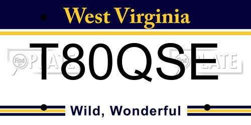 T80QSE West Virginia License Plate