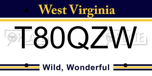 T80QZW West Virginia License Plate