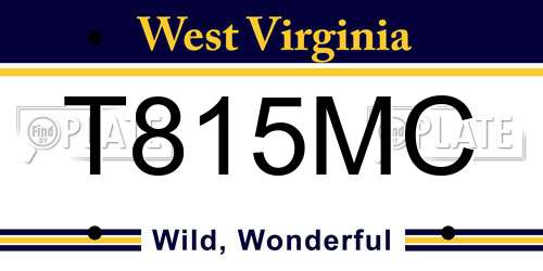 T815MC West Virginia License Plate