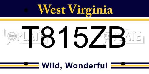 T815ZB West Virginia License Plate