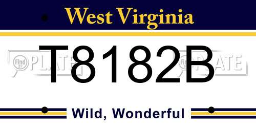 T8182B West Virginia License Plate