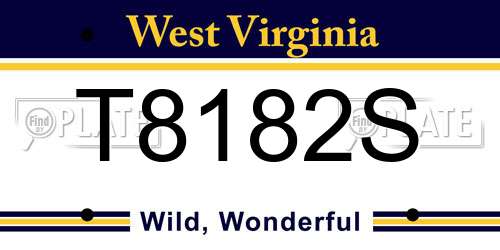 T8182S West Virginia License Plate