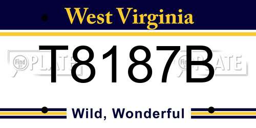 T8187B West Virginia License Plate