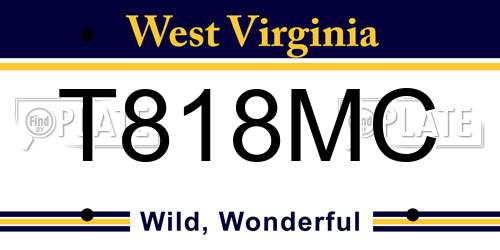 T818MC West Virginia License Plate