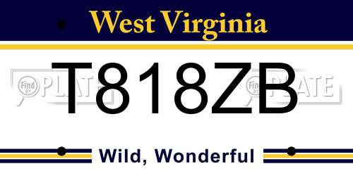 T818ZB West Virginia License Plate