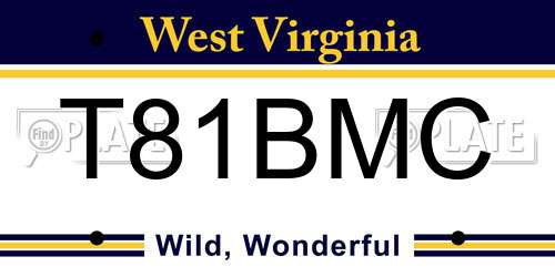 T81BMC West Virginia License Plate