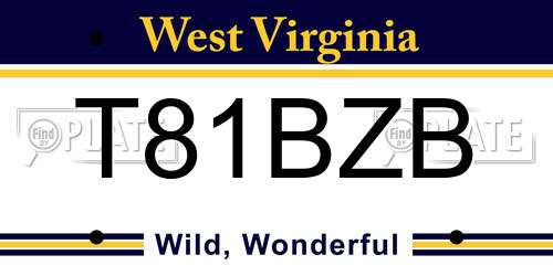 T81BZB West Virginia License Plate